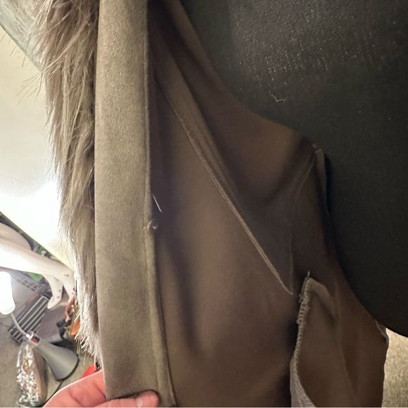 Black Tape XL Women's Gray Faux Suede/Fur Removable Collar Coat - Picture 15 of 16